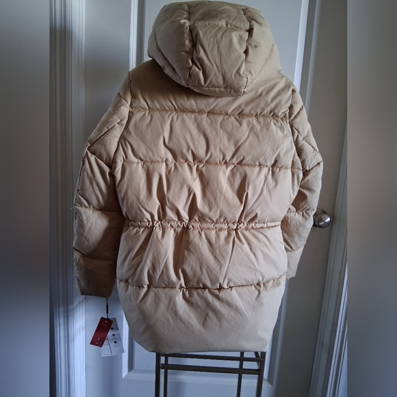 Calvin Klein Tan Hooded Puffer Jacket, Size Medium - Picture 3 of 12
